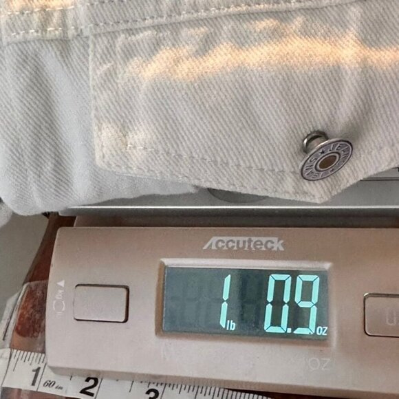 Boho Fringe Off White Western Jean Jacket Womens M Festival Hippie 70s Cowgirl - Picture 12 of 12